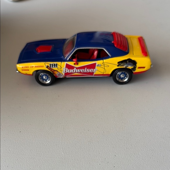 Budweiser Blue and Yellow Die-Cast Toy Car - Picture 1 of 2